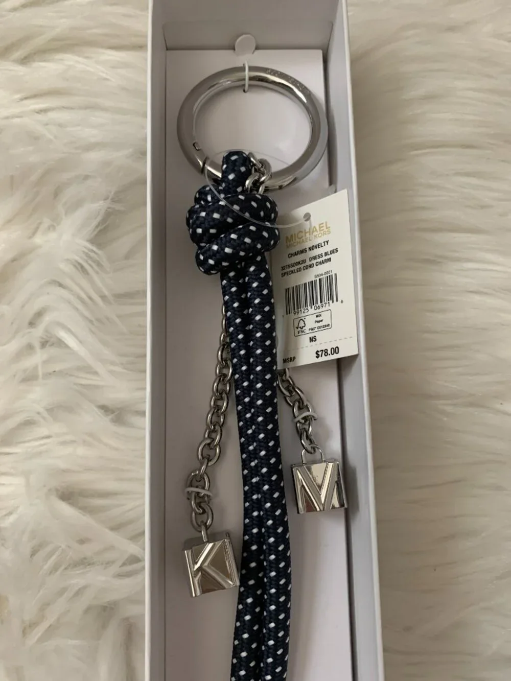 MICHAEL KORS Dress Blues Speckled Knotted Cord Bag Charm
